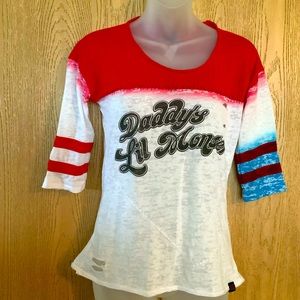 Hot Topic Daddy’s Little Monster Suicide Squad Baseball/Varsity Tee Sz Small